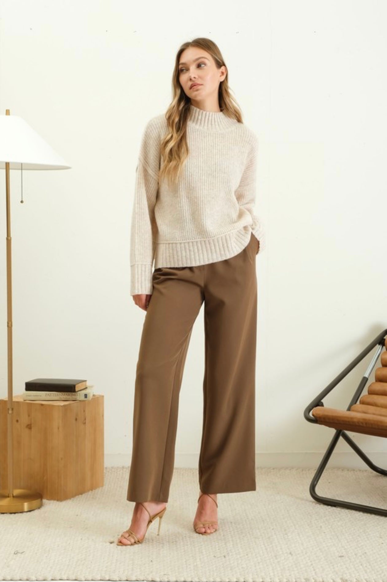 Mock Neck Knit Sweater | Oatmeal