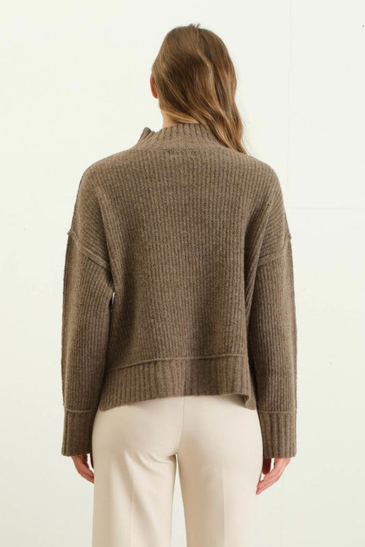 Mock Neck Knit Sweater | Chocolate