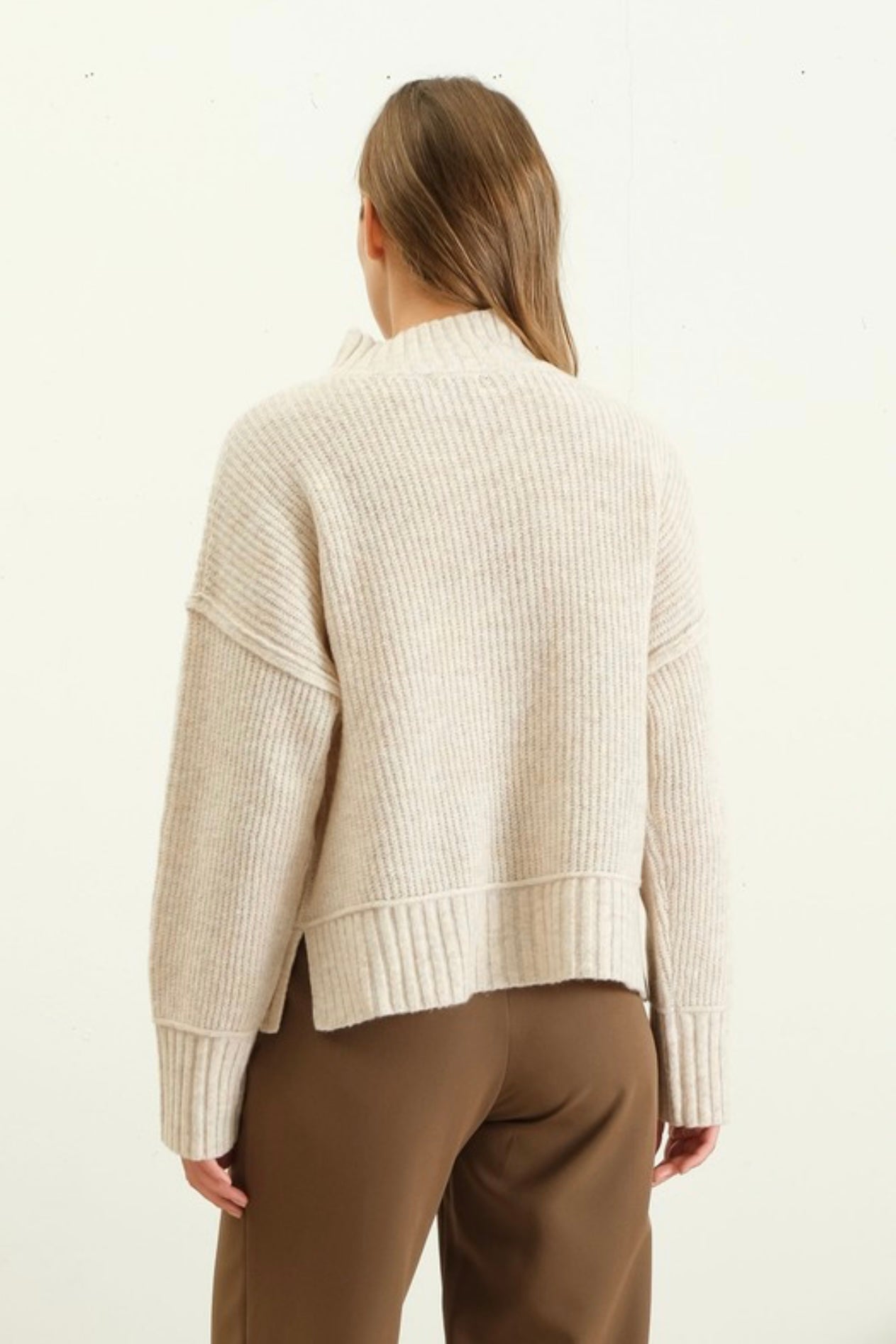 Mock Neck Knit Sweater | Oatmeal