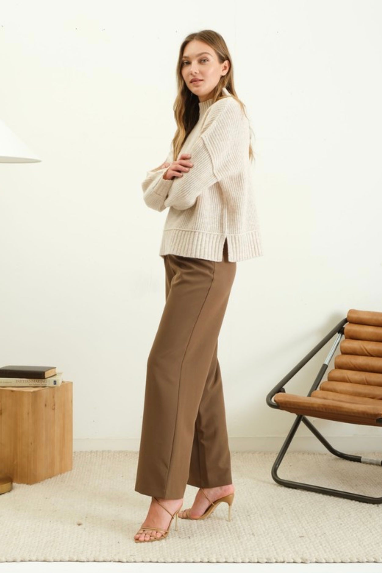 Mock Neck Knit Sweater | Oatmeal