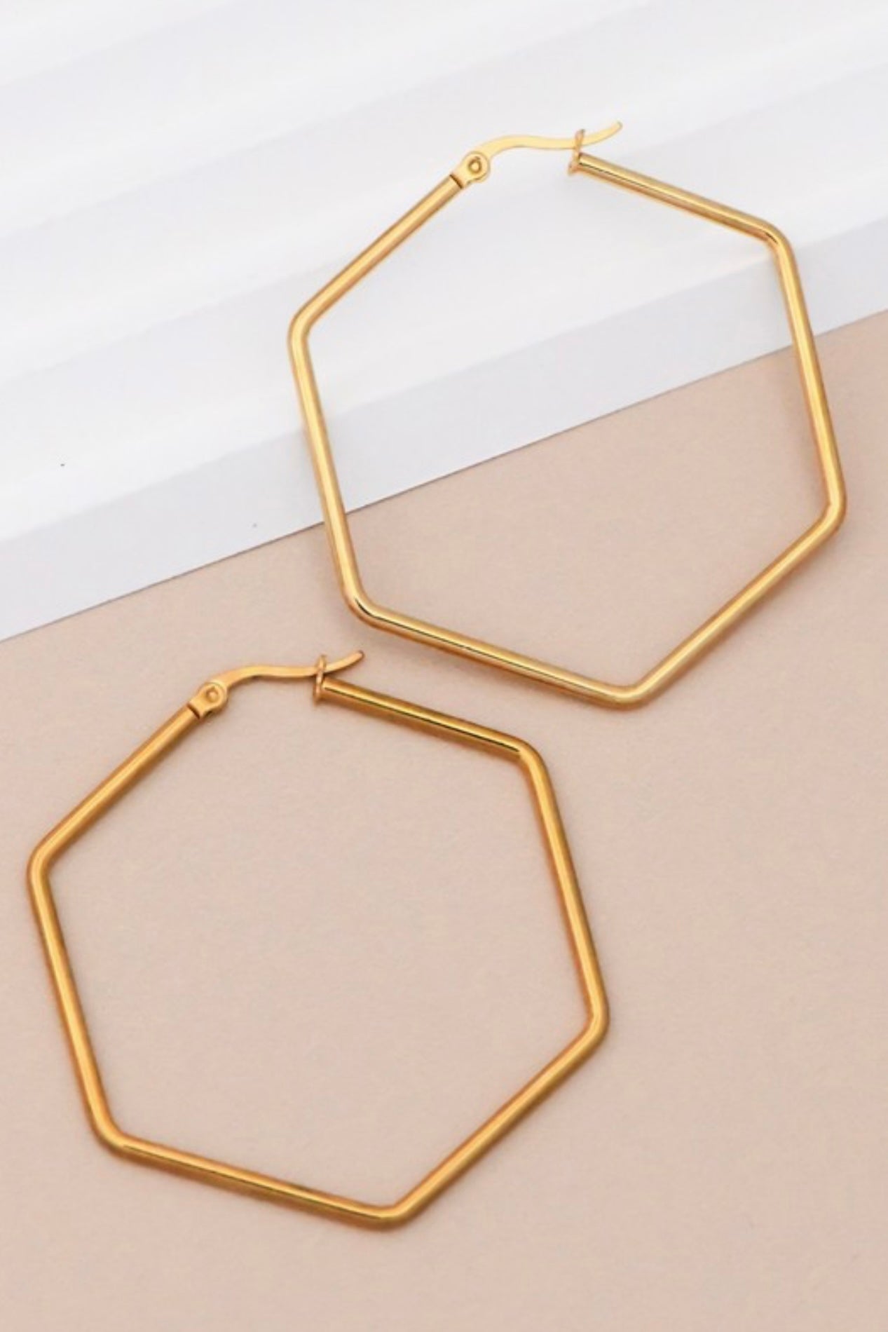 Hex Hoop Earrings | Gold