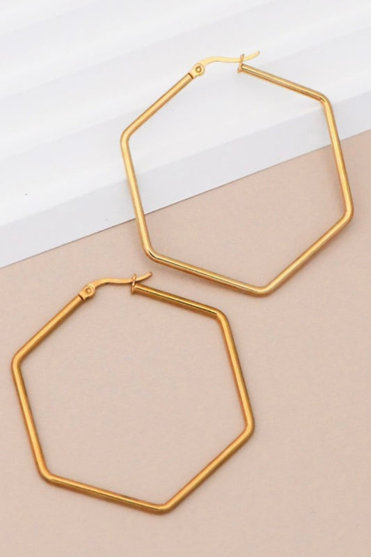 Hex Hoop Earrings | Gold
