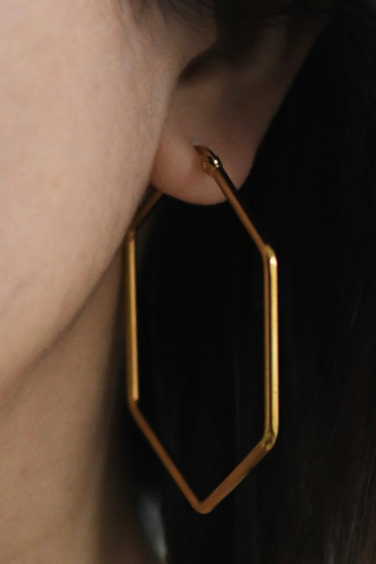 Hex Hoop Earrings | Gold