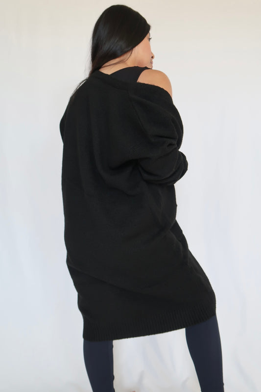 Like Butter Long Cardigan | Black