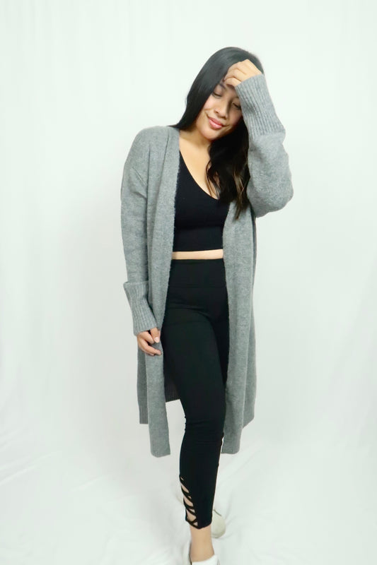 Like Butter Long Cardigan | Heather Gray