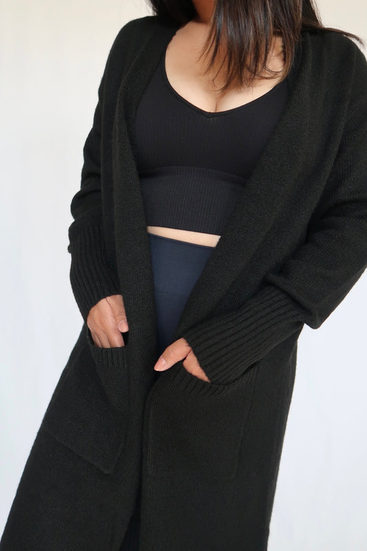 Like Butter Long Cardigan | Black